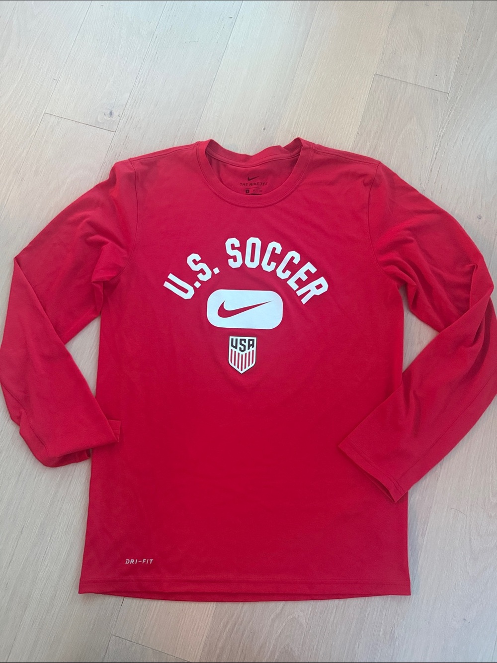 Nike Red U.S. Soccer Long Sleeve Tee with White Graphics